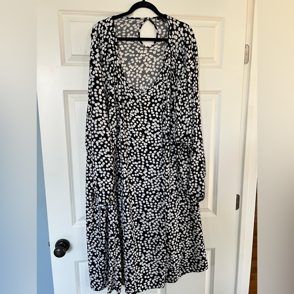 Ellos Black and White Long Sleeve A-Line Dress Women's Size 5x (38/40)